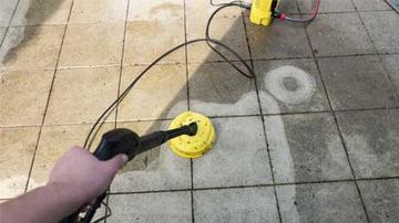 Jet wash preferred attachment Photo of a pavement being jetwashed